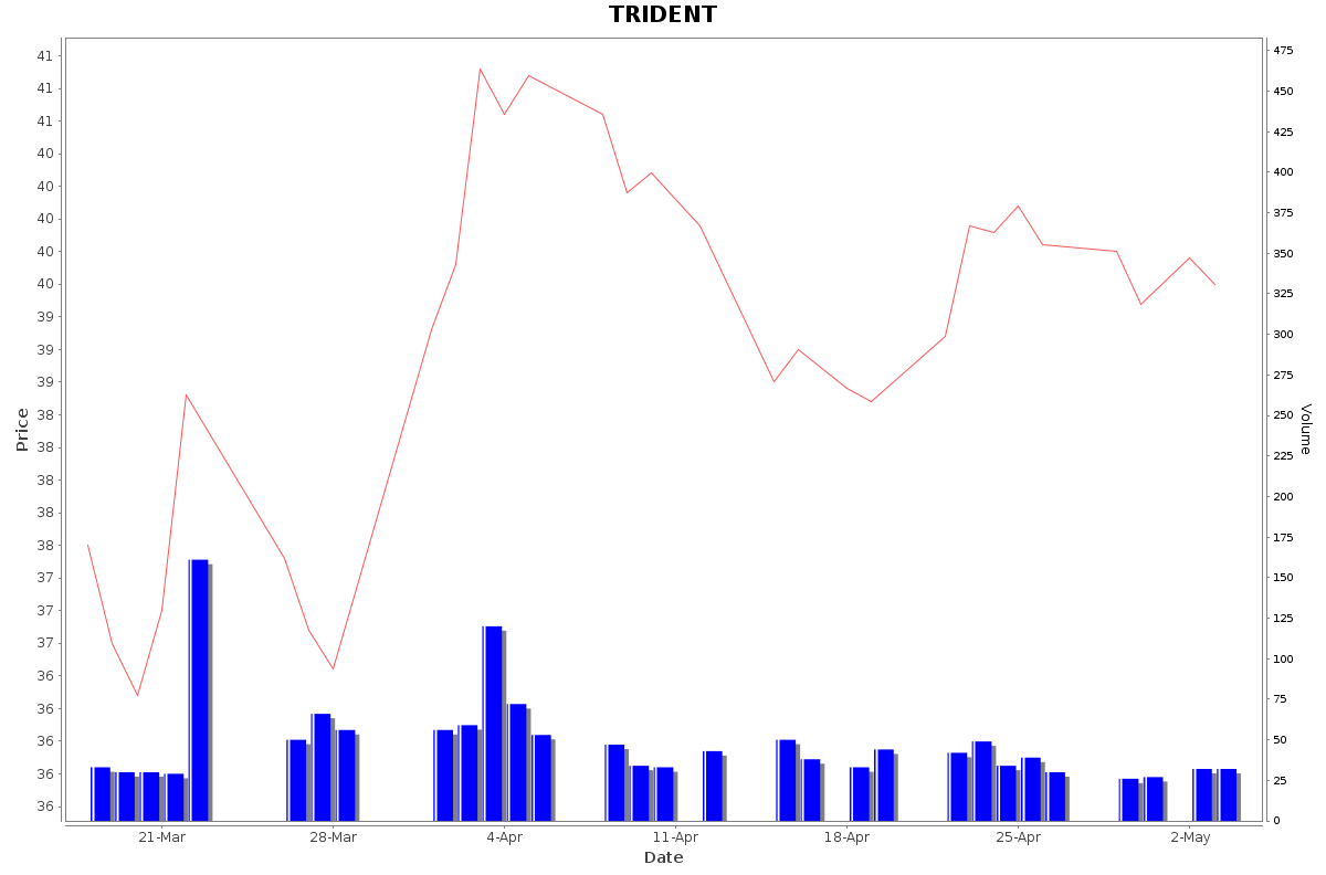 TRIDENT Daily Price Chart NSE Today